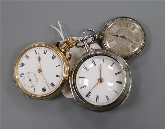 A George III silver pair case pocket watch, by Johnson, Grays Inn Passage and two other pocket watches.